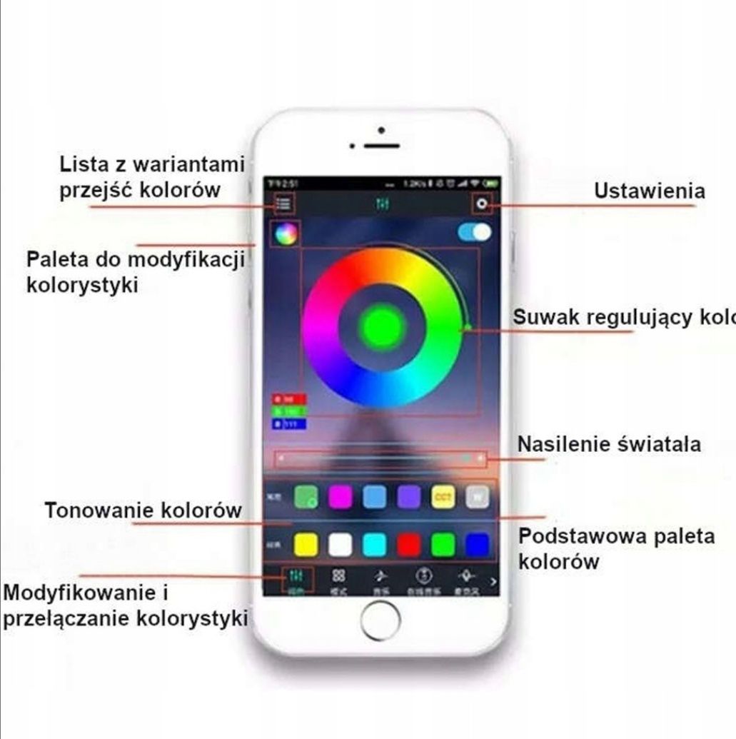 Światłowód el wire LED RGB AMBIENT PILOT App 8m