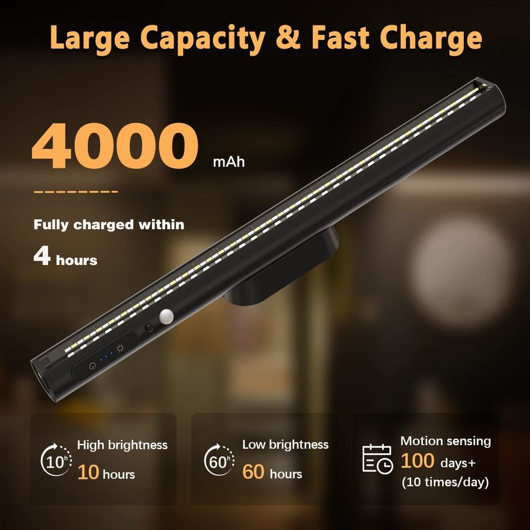 LAMPA LED z baterią i czujnikiem ruchu 4000 mAh USB MAGNETYCZNA.