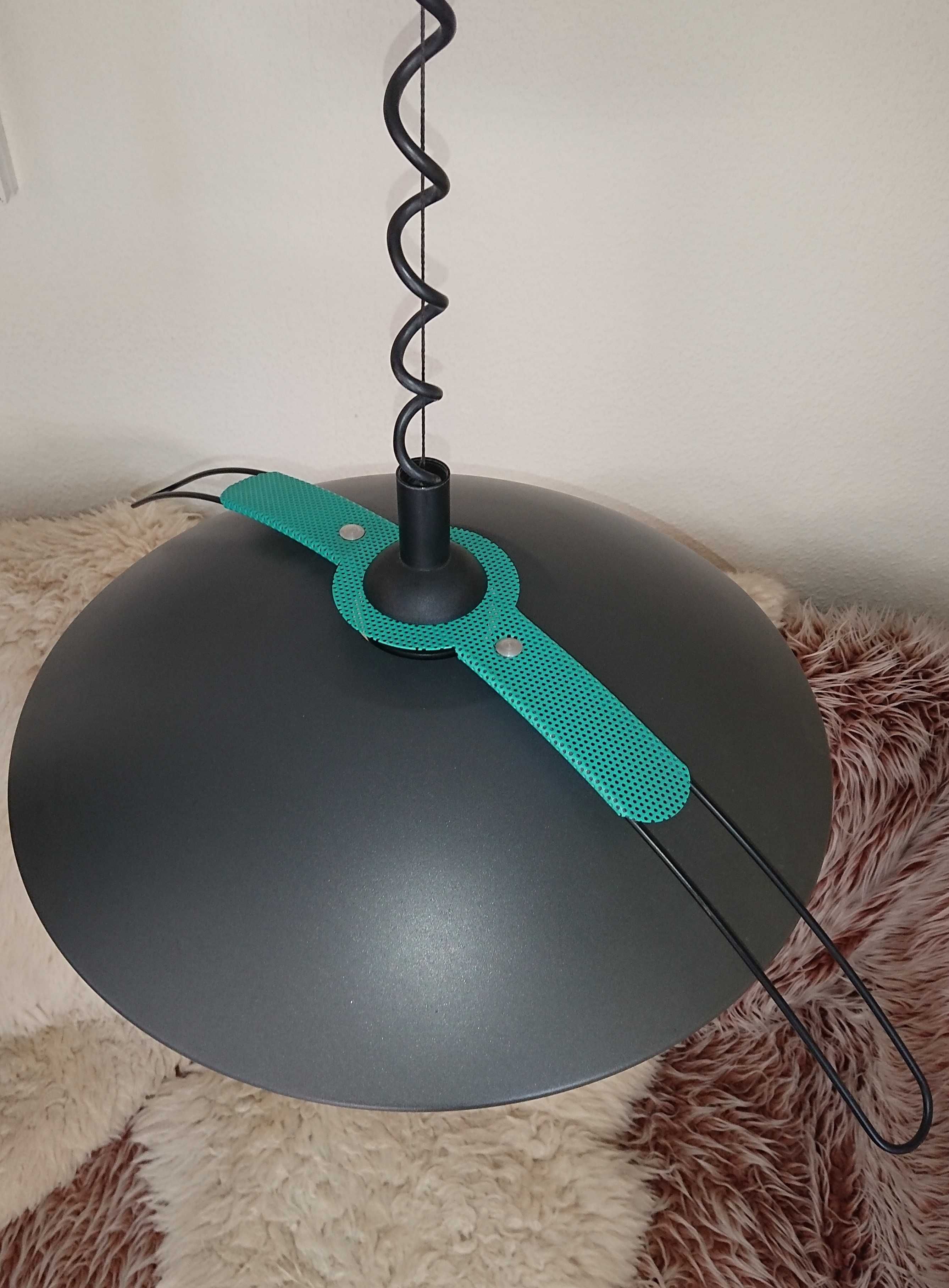 Lampa Loft metalowa E27 wisząca z regulacją klosz 48cm szary turkusowy