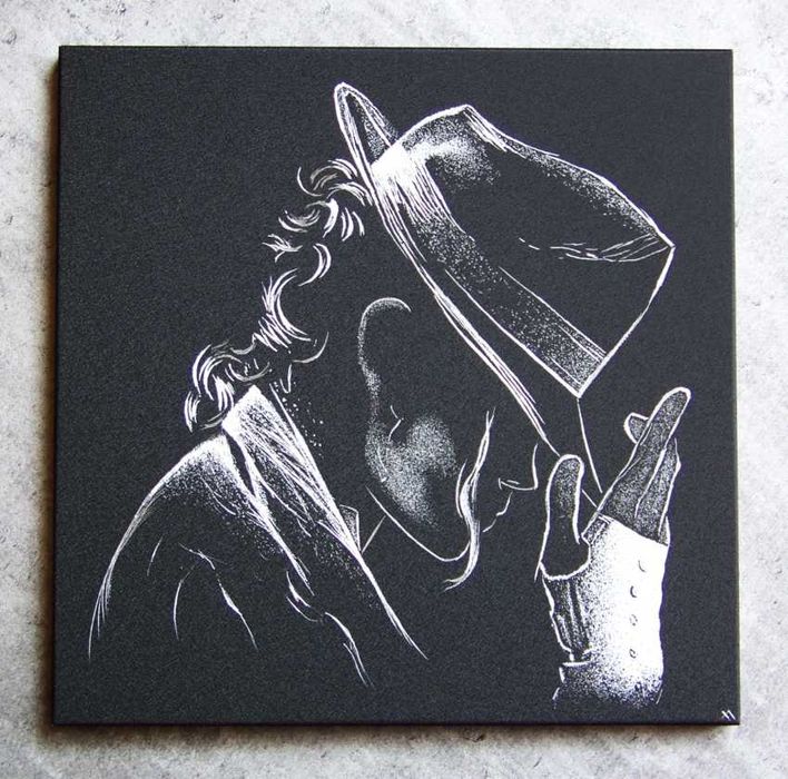Michael Jackson Obraz grawerowany na blasze... staloryt Grawer 40x40cm