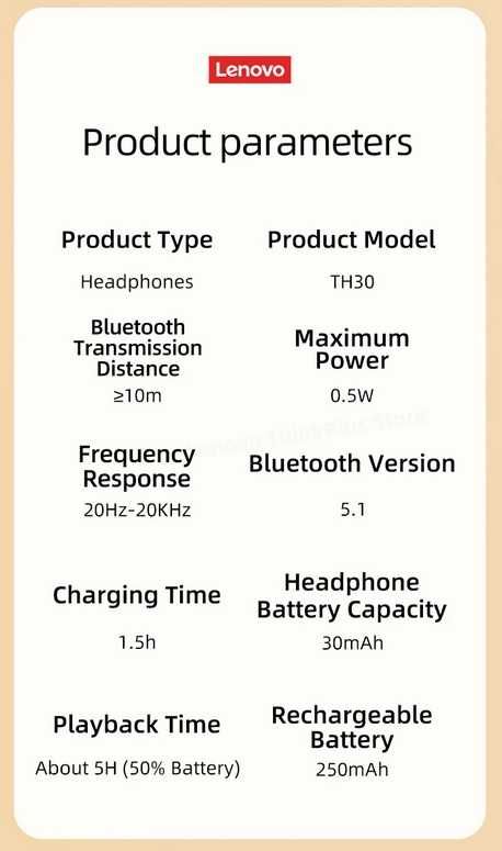 Bluetooth наушники Lenovo th30