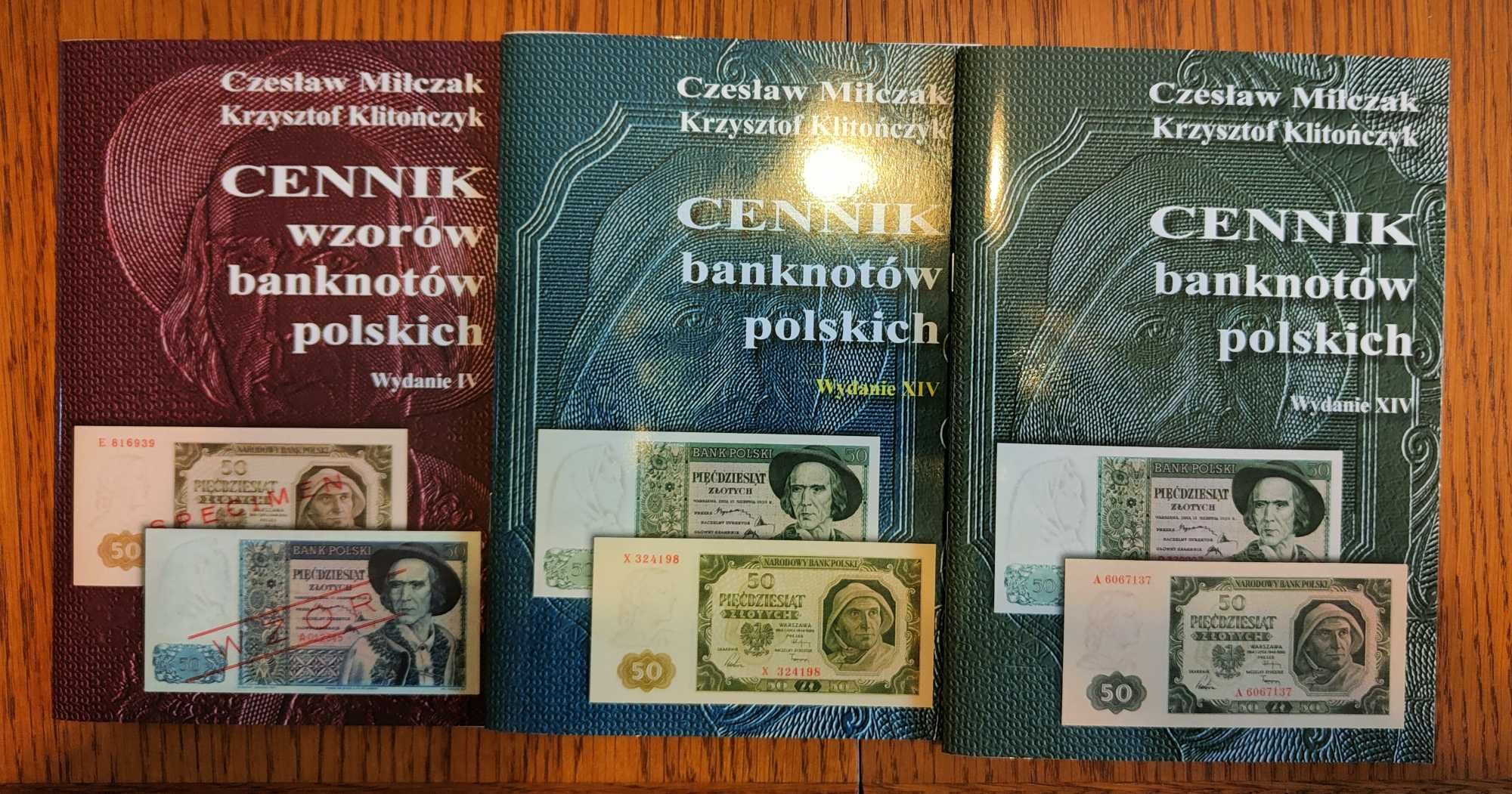 Banknoty polskie i wzory tom I i II Czesław Miłczak + cenniki folia