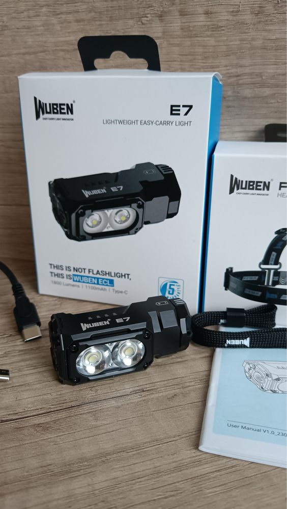 Wuben E7 1800 Lumen, 1100mAh акумулятор. Новинка!