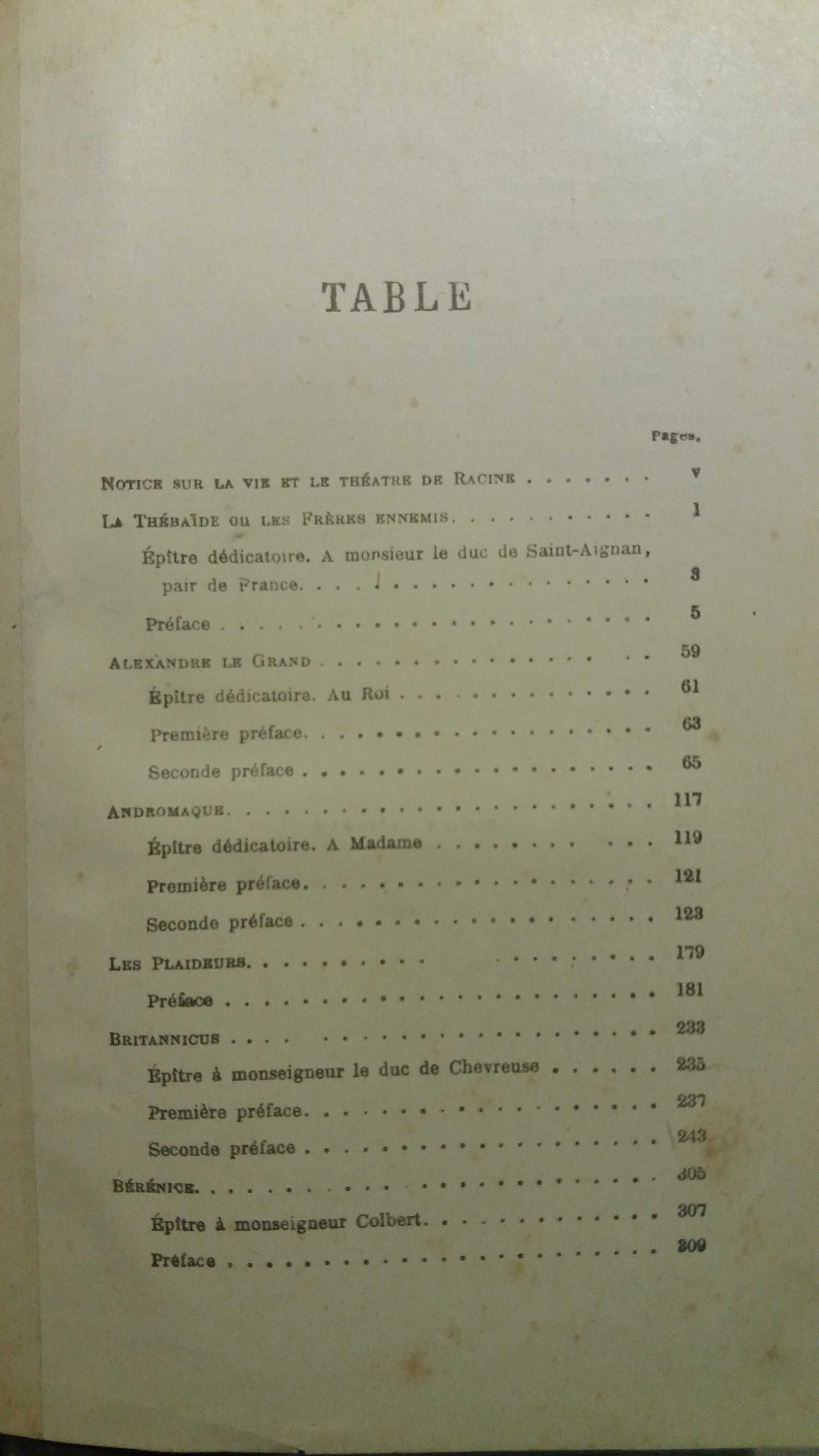 Theatre complet DE JEAN RACINE 1890 antykwariat antyk stare książki