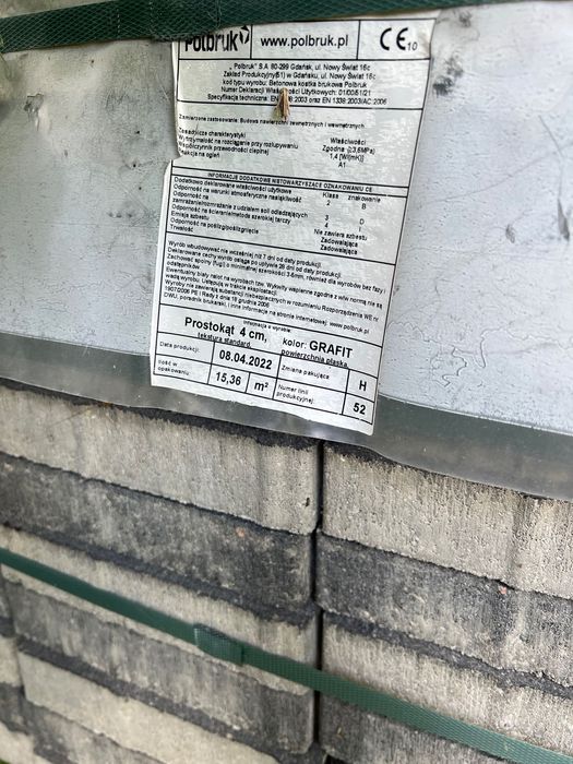 Kostka brukowa Polbruk Prostokąt 4 cm grafitowa