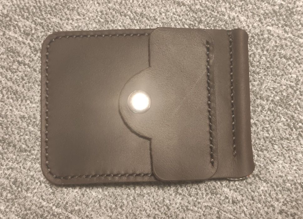 Зажим для денег с монетницей, натуральная кожа