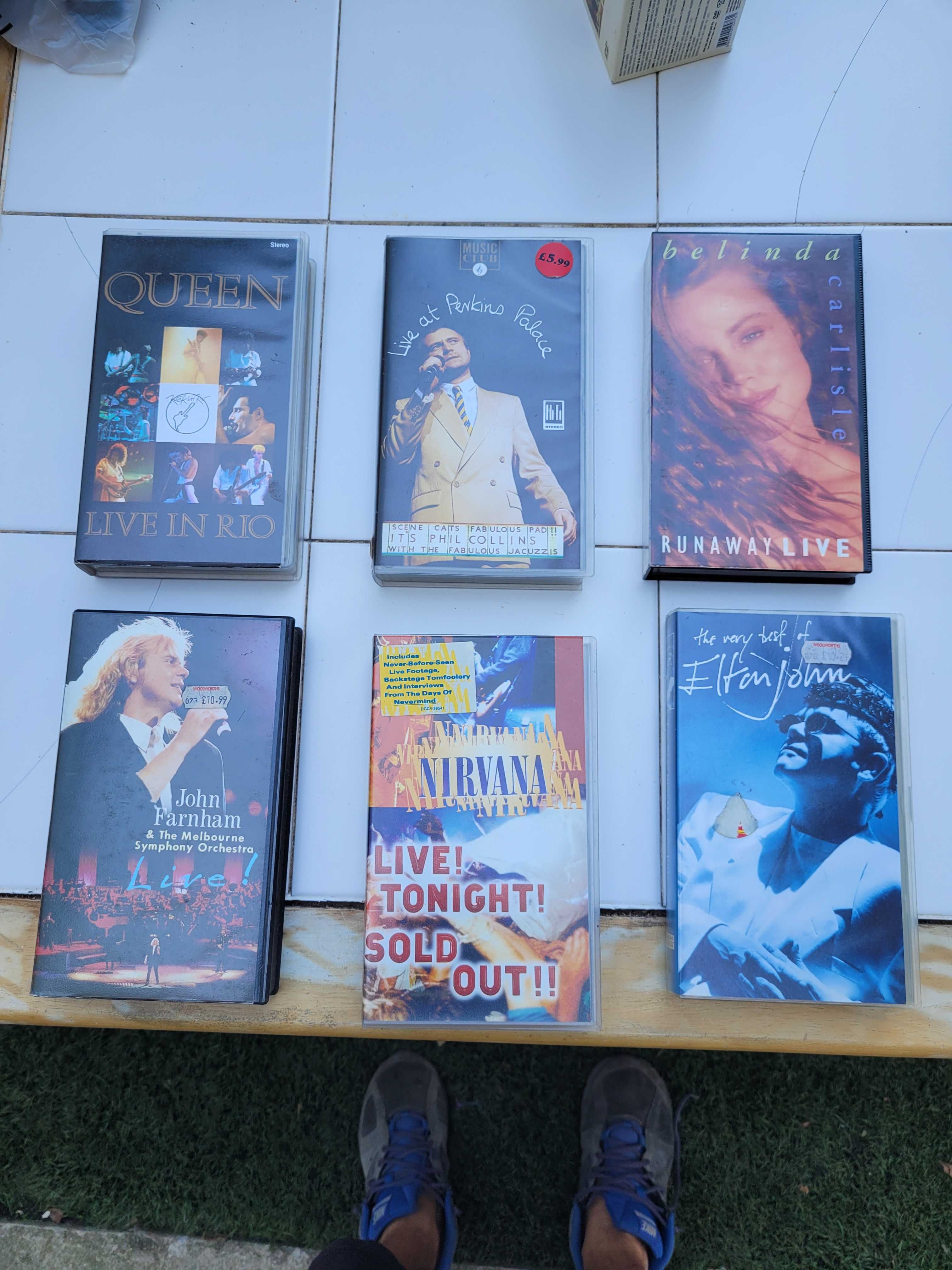 7 Cassetes VHS Concerto Musica Queen Nirvana Elton John