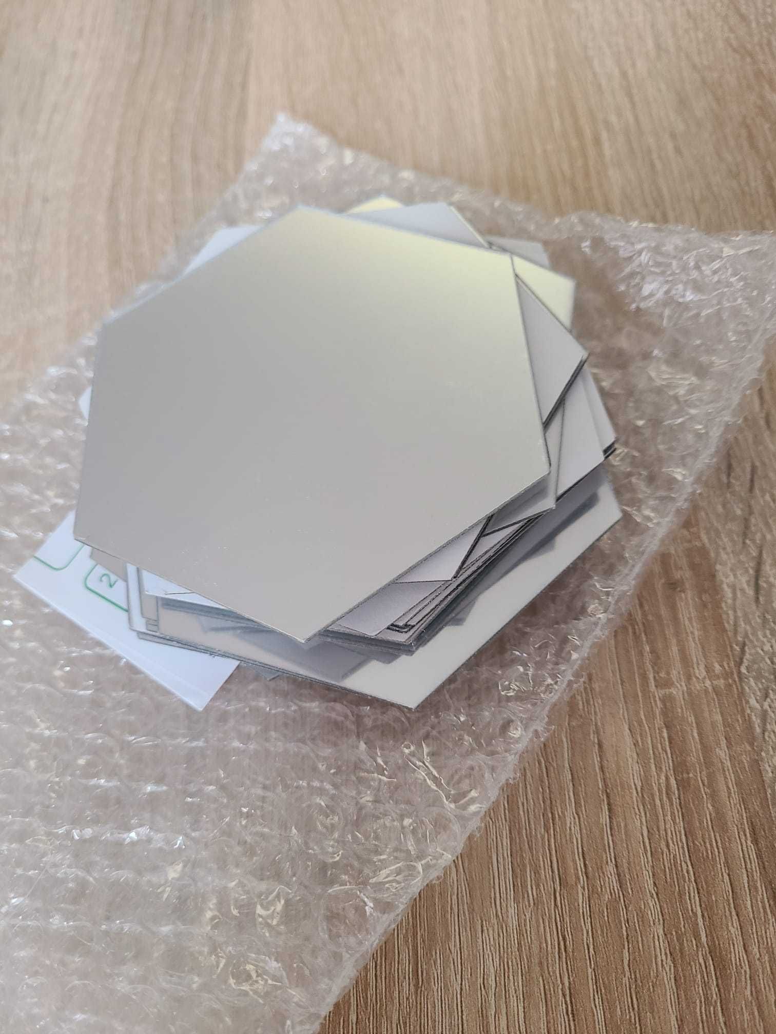 24szt naklejki lustrzane hexagon lustro przyklejane srebrne ozdobne
