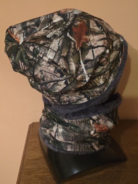 Czapka myśliwska i komin. Komplet myśliwski. CAMO Kamuflage. ONE SIZE.