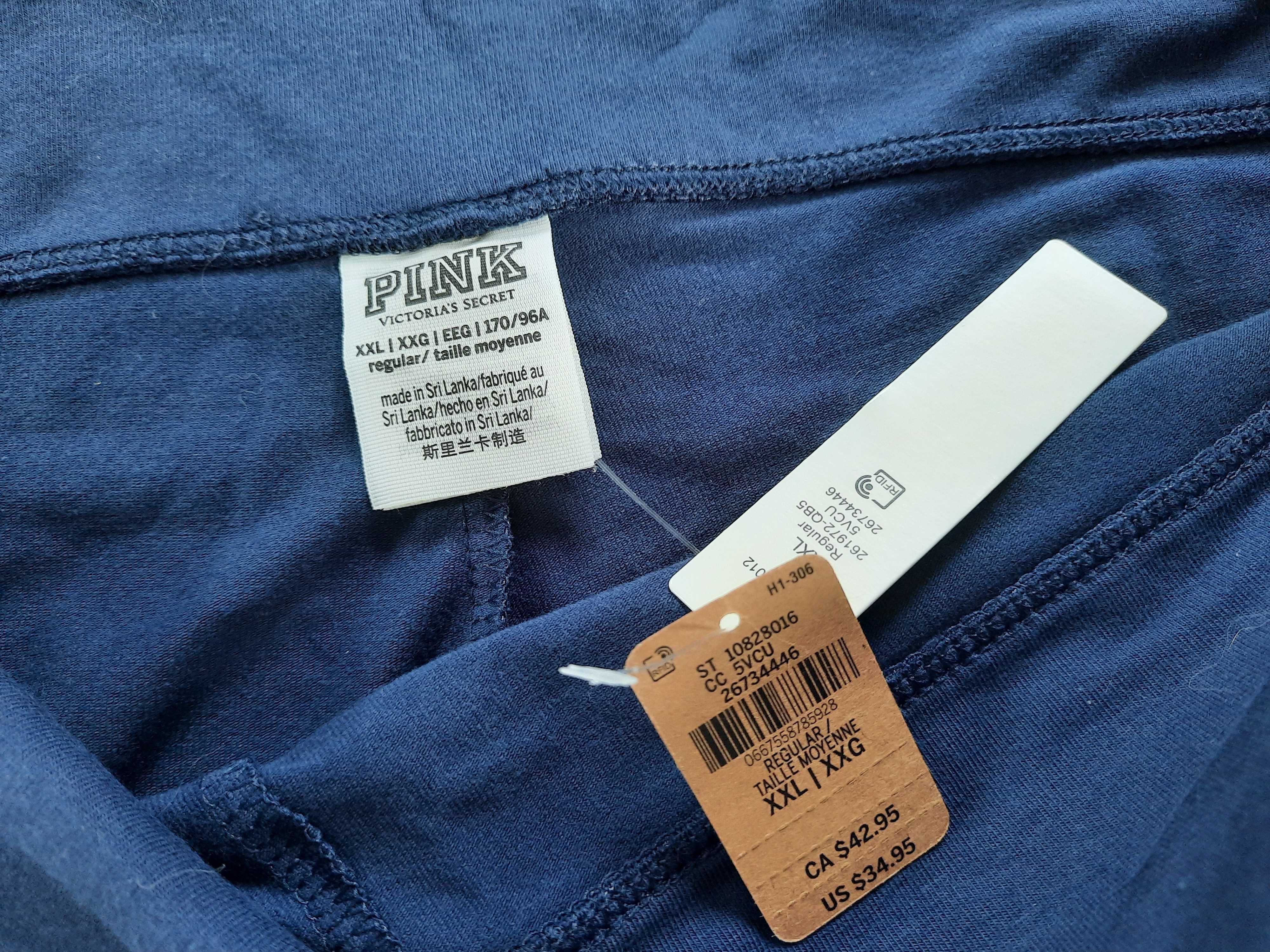 Синие леггинсы лосины хлопок Victoria's secret Pink XXL большой размер
