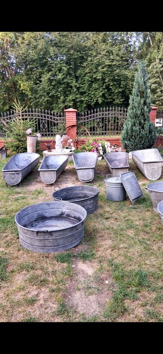 Stare Wanny ocynkowane kociołki do użytku do weków lub wędlin  z czasó