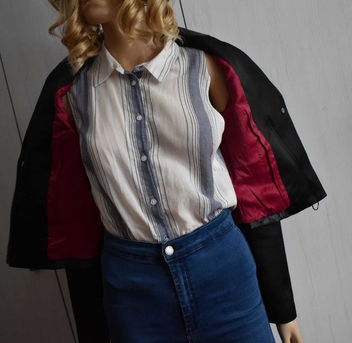 Kurtka XS S 34 ramoneska eko skórzana biker Sisley skóra pilotka