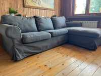 Sofa Ikea Ektorp 3-osobowa z szelongiem Hakebo ciemnoszry