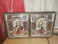 Иконы Иисуса Христа и Божьей матери с маленьким Иисусом размеры 30х26