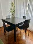 Mesa de jantar preta Extensivel + 4 cadeiras