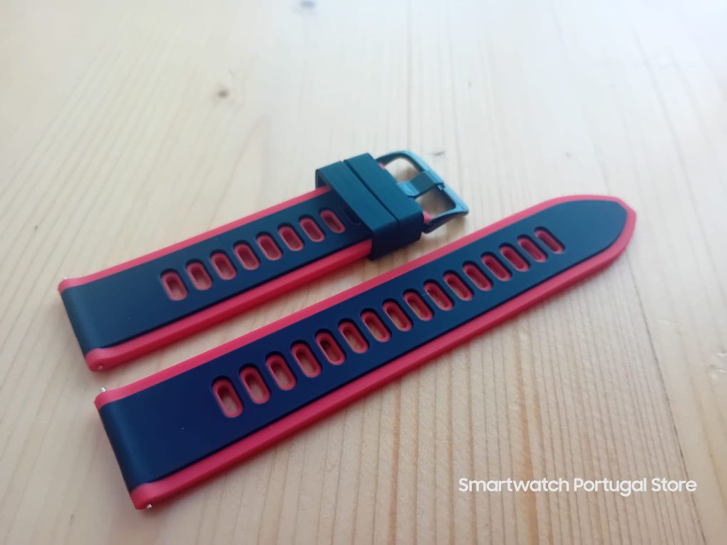 Bracelete em silicone 22mm (Nova) Preta e Vermelha