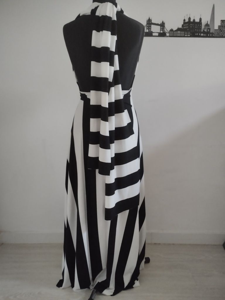 Sukienka Glamour maxi paski gołe plecy 36(S)