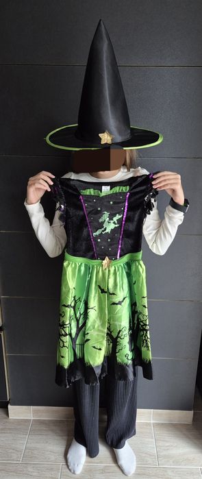 Kostium Halloween karnawał czarownica sukienka i kapelusz