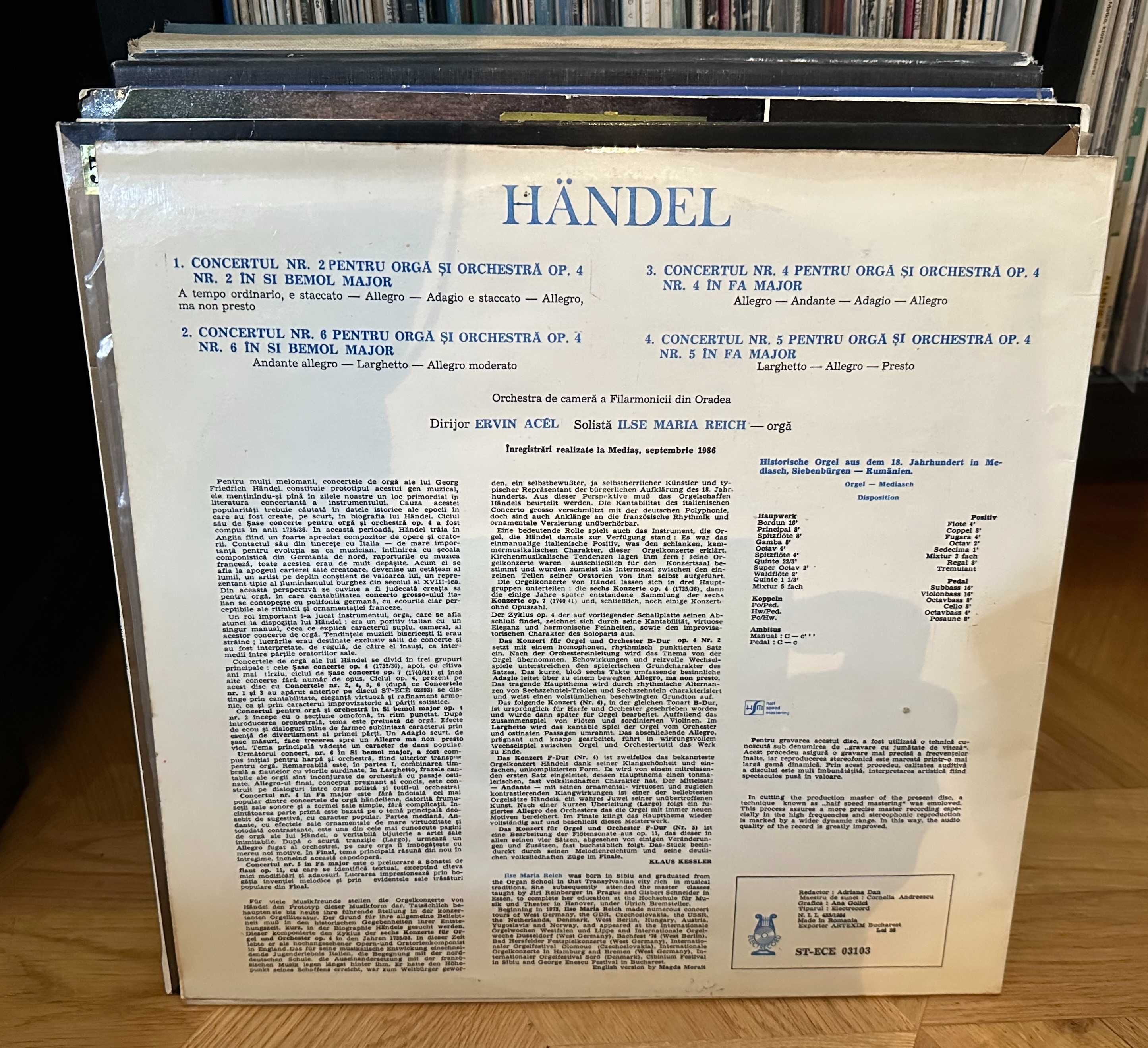 Handel concertos No. 2,4,5,6, for organ and orchestra