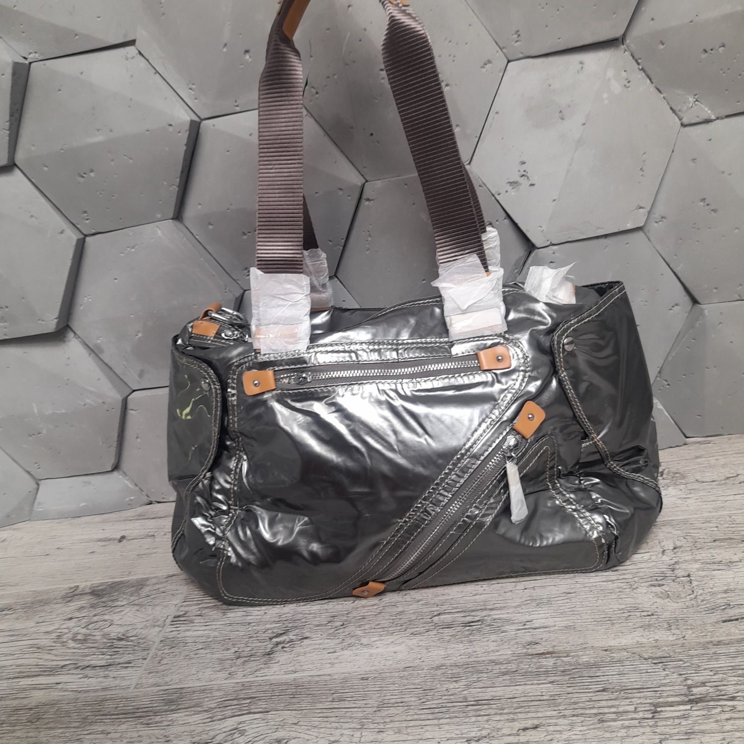 Torebka shopper holo metaliczną srebrna