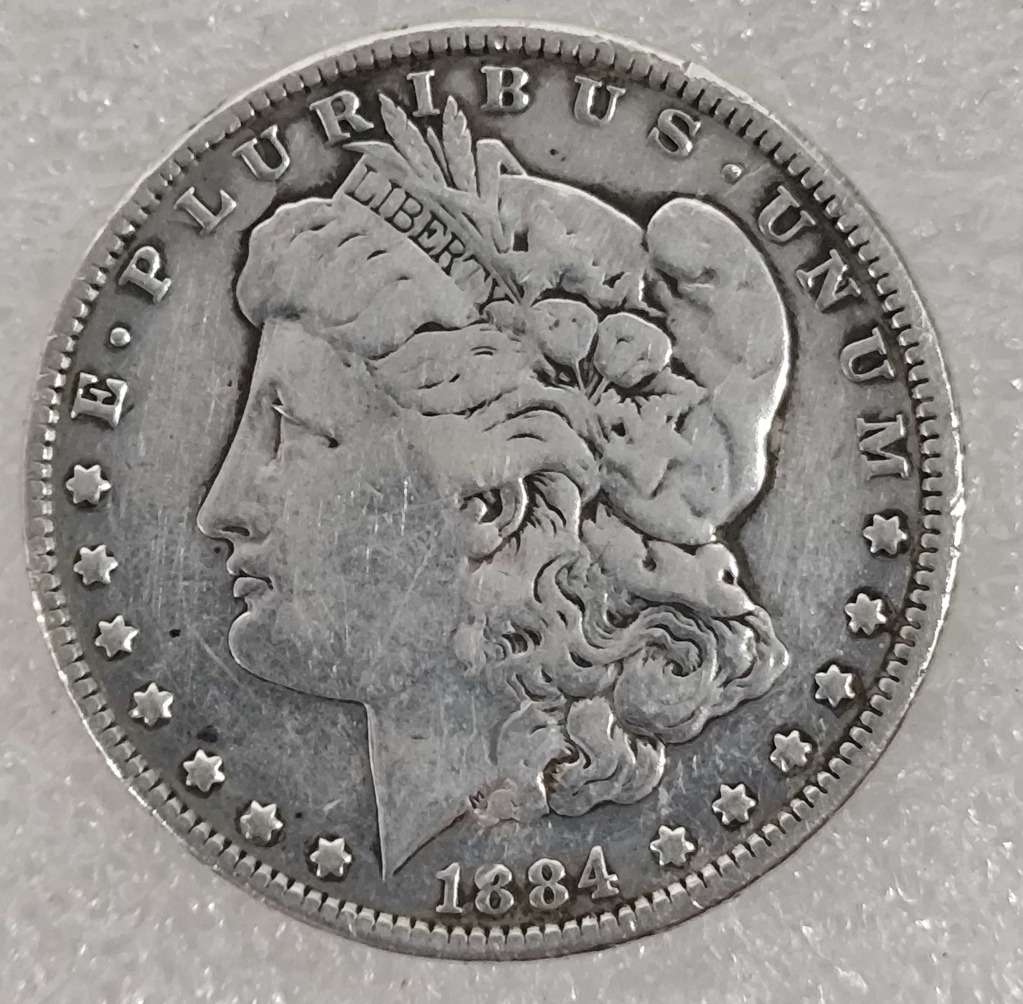 Moeda Morgan Dollar prata 1884