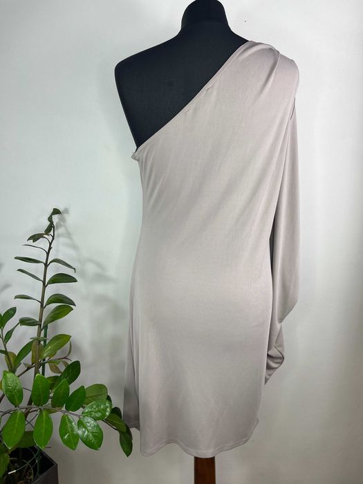 Beżowa szara sukienka na jedno ramię Asos rozmiar L/XL
