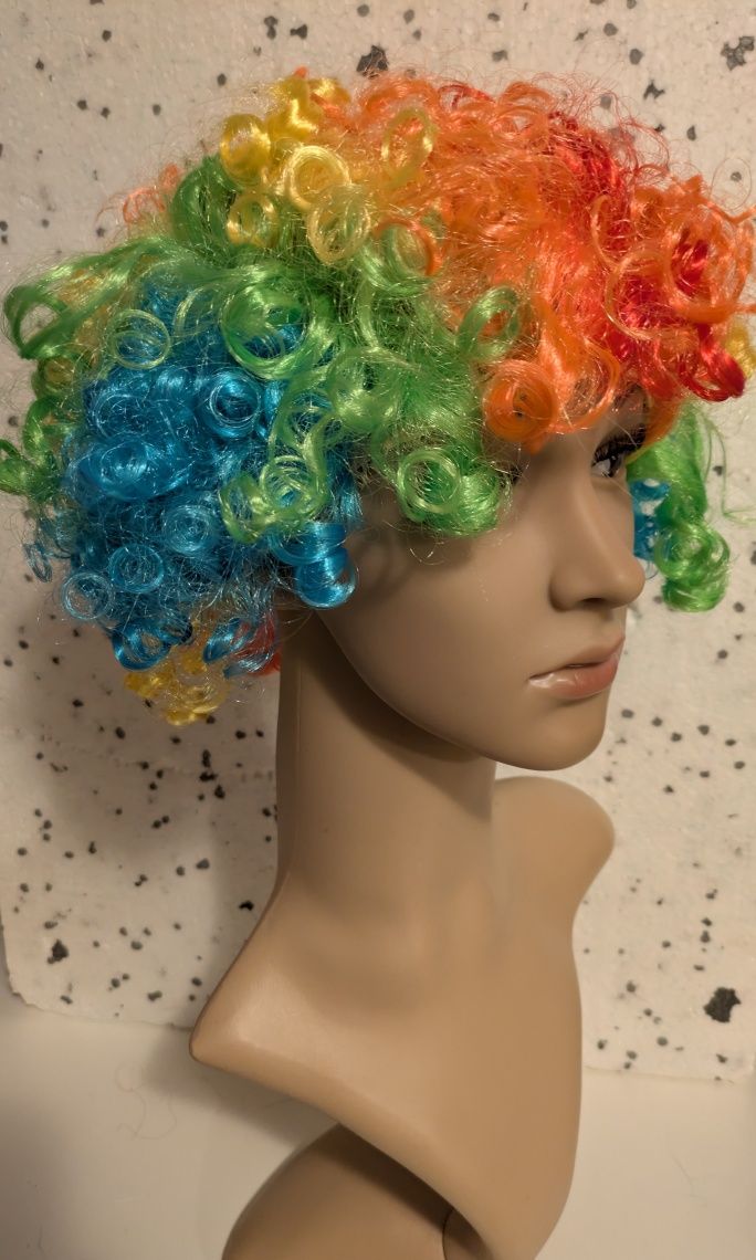 PERUKA AFRO / Klaun - Kolorowa KRĘCONE włosy - unisex