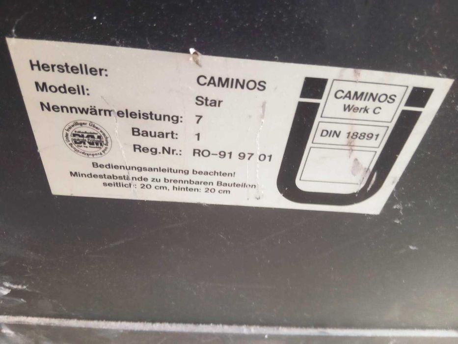 Ciepły niemiecki Piec piecyk do garażu kominek koza Caminos 7kW + RURA