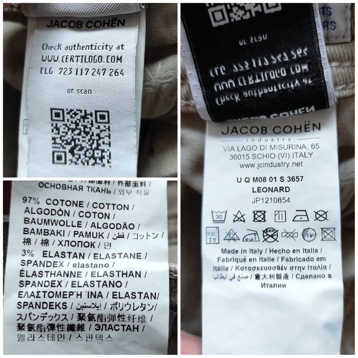 W33 Jacob Cohen Leonard оригінальні чоловічі джинси