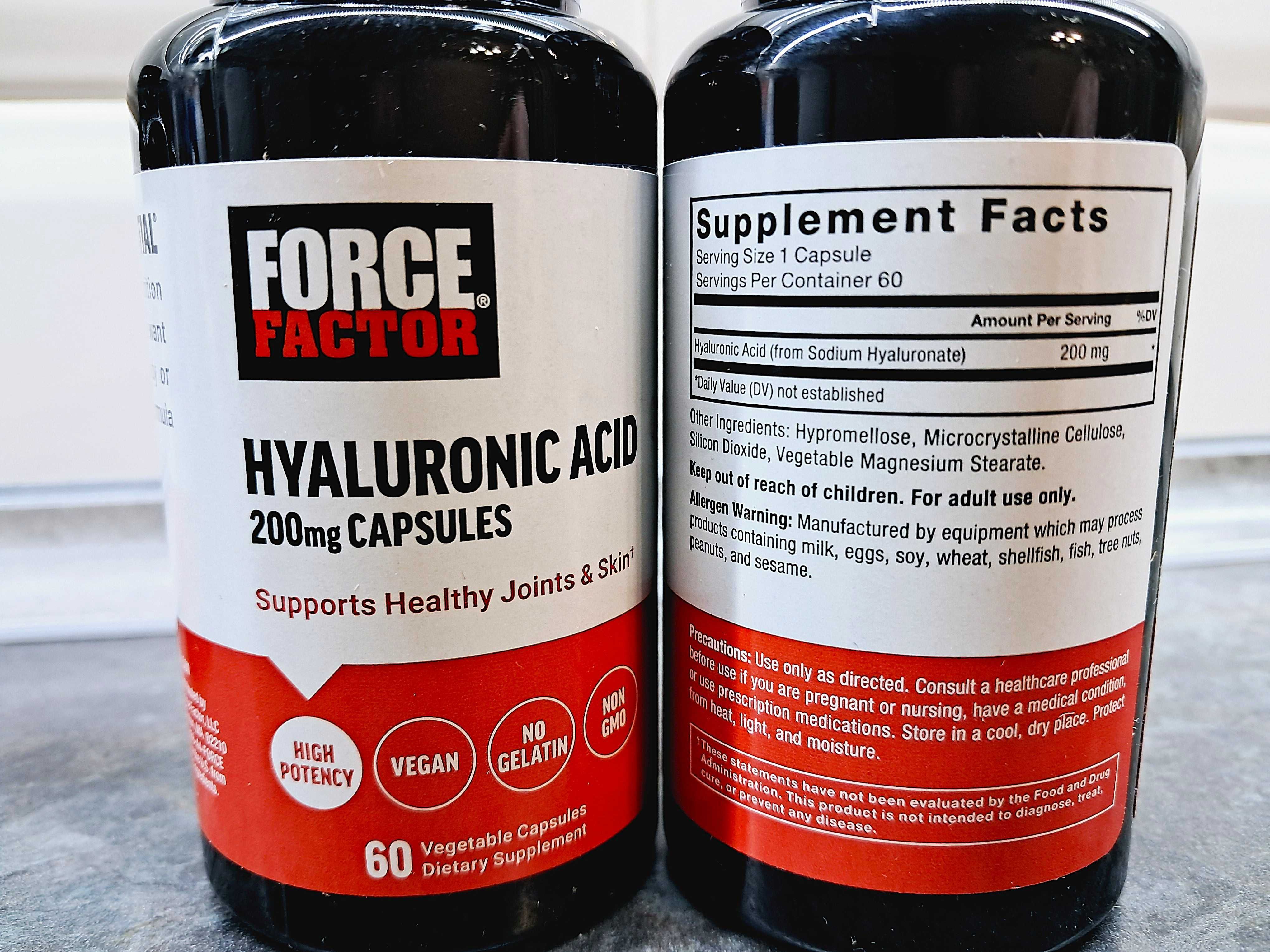 Force Factor, Hyaluronic Acid 200 мг (60 капс.), гиалуроновая кислота