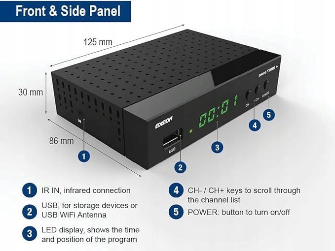 outlet dekoder edision picco t265 plus czarny dvb-t2/c h.265/hevc