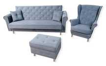 Sofa zestaw Fotel Pufa Kanapa WersalkUSZAK rozkładana Kryształ Glamour