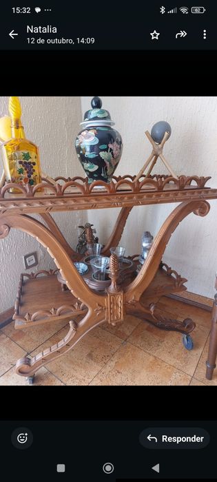 Mobília de sala em madeira maciça de nogueira