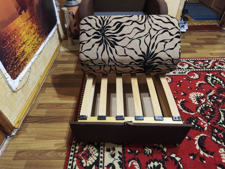 Кресло-диван раскладное мягкое Гном жаккард коричневый.