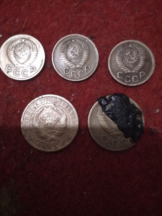 5 монет СССР, 1 копейка 1949 , 57 ,52  г две копейки 1926 ,56 г.