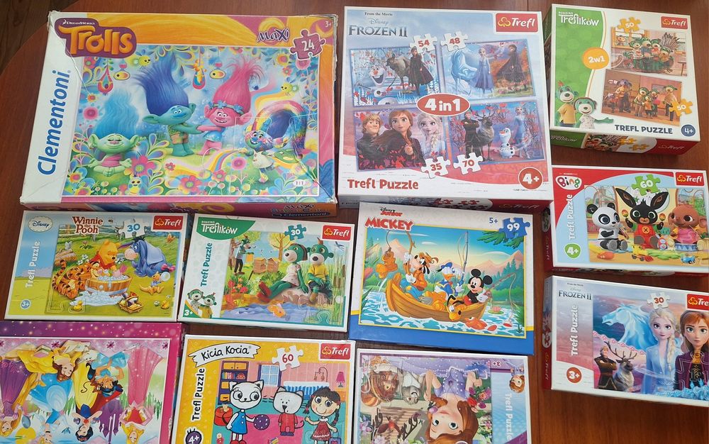 Duży zestaw puzzli dla dzieci  19 pudełek
