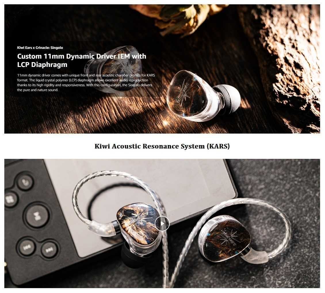 ⇒ Kiwi Ears x Crinacle: Singolo (black) - наушники с LCP, система KARS
