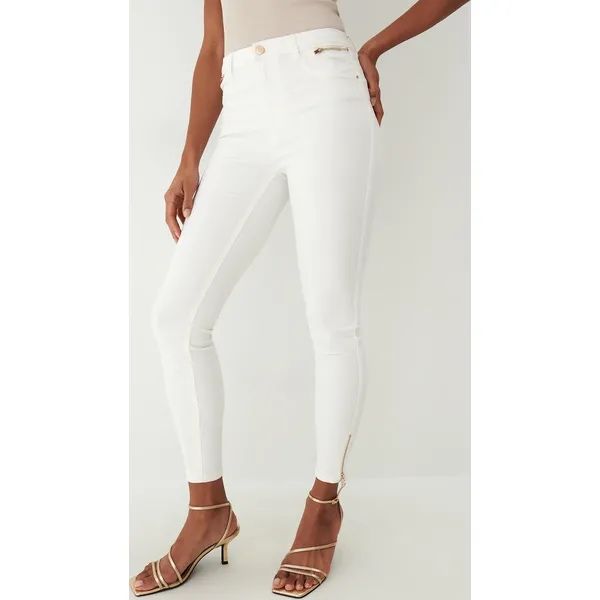 Białe spodnie jeansy, skinny, Mohito, rozmiar 34, zamki