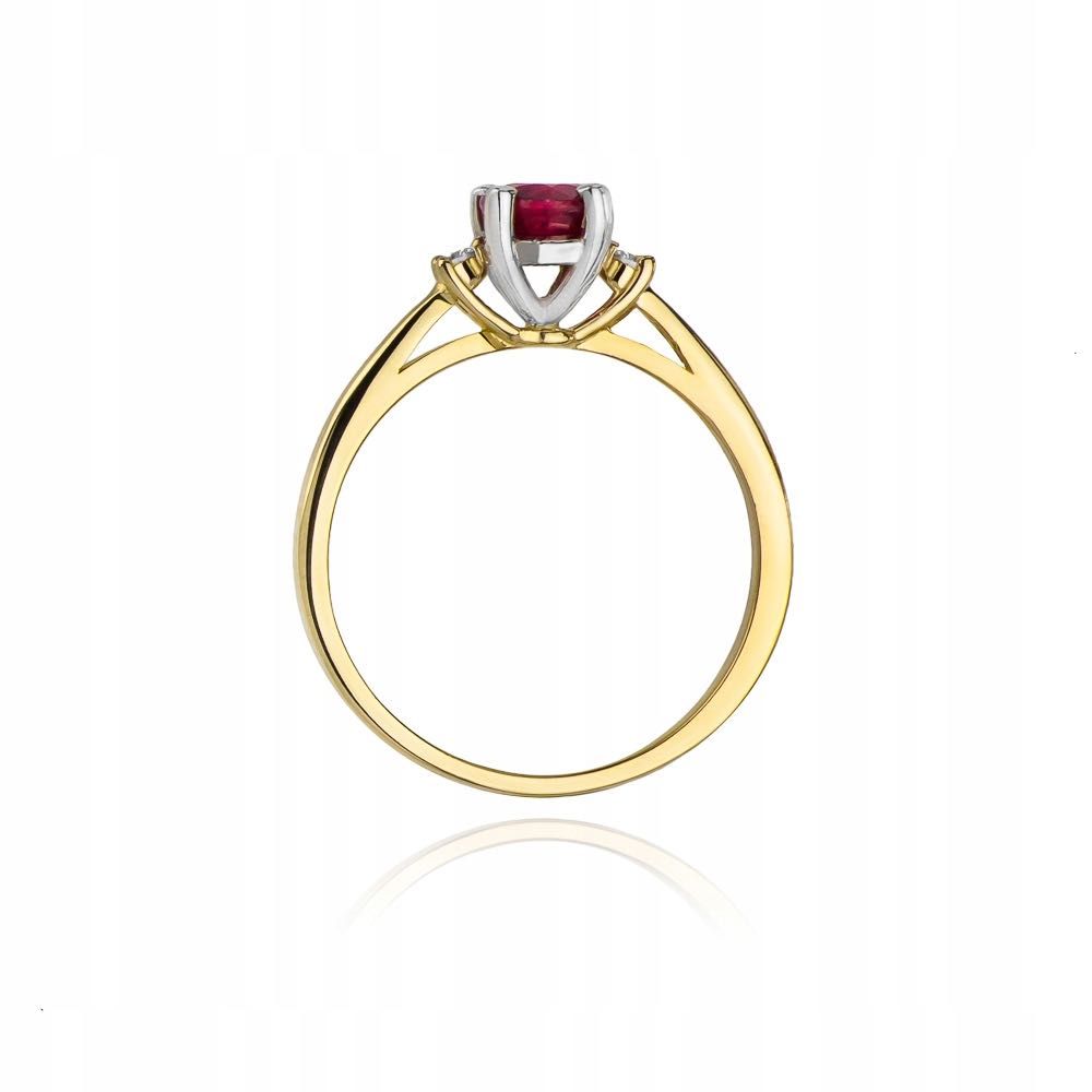 Pierścionek zaręczynowy, złoto 585, rubin, diamenty