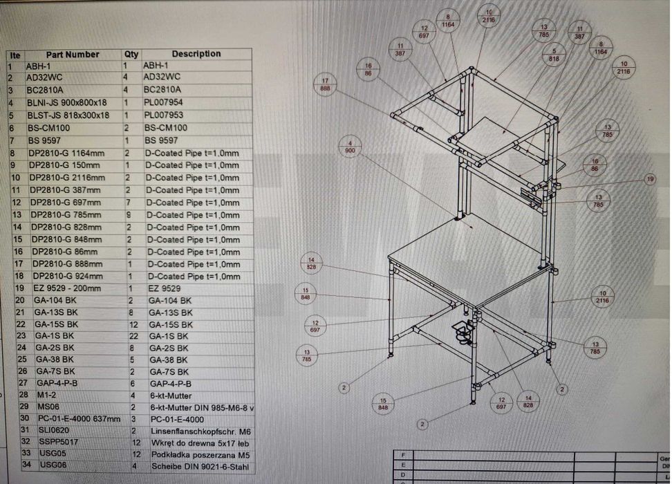 Regał ,stół warsztatowy ABB