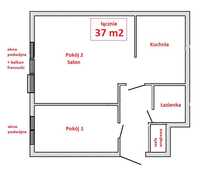 Mieszkanie 38 m2 - 2 pokoje z kuchnią, łazienką, okazyjnie