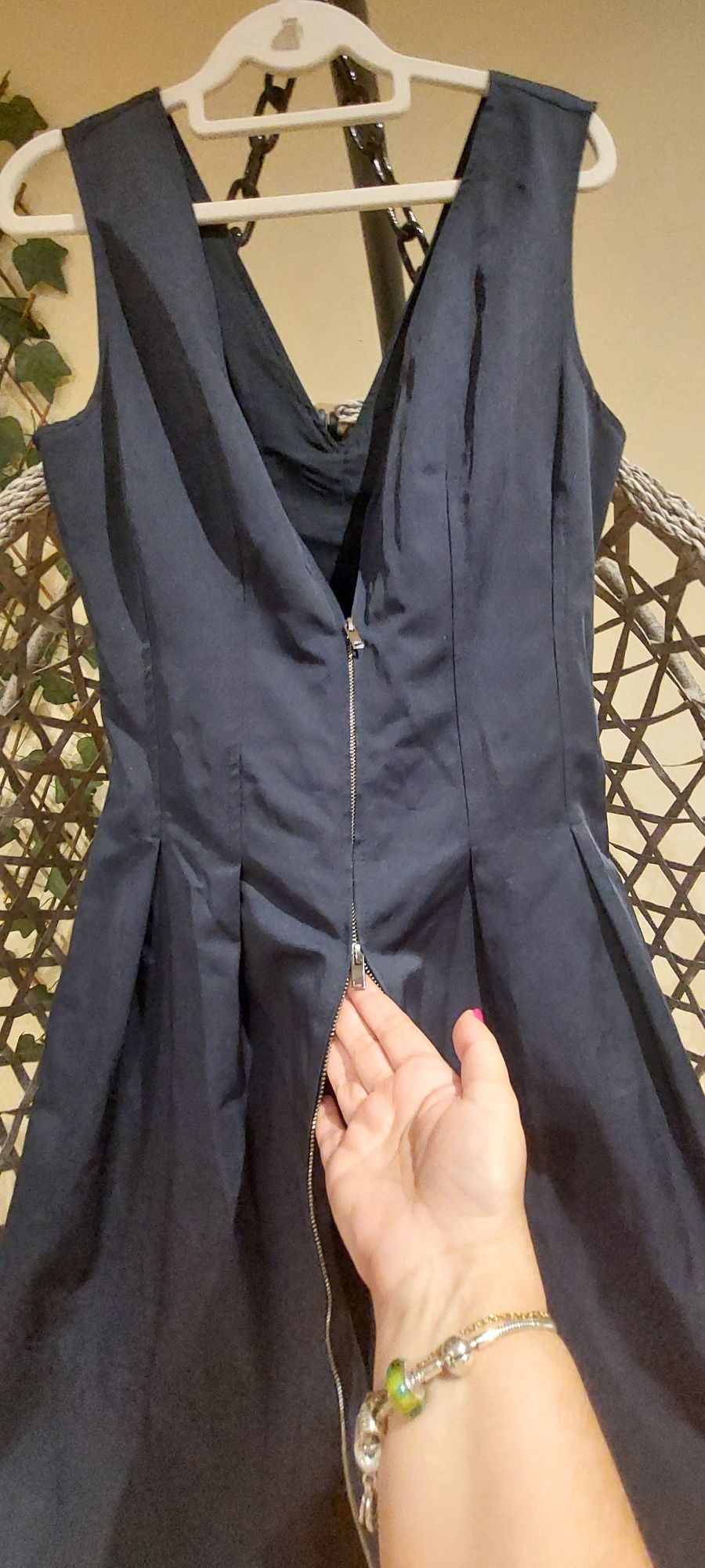 Vestido midi com fecho de correr na frente em azul-marinho da nova col
