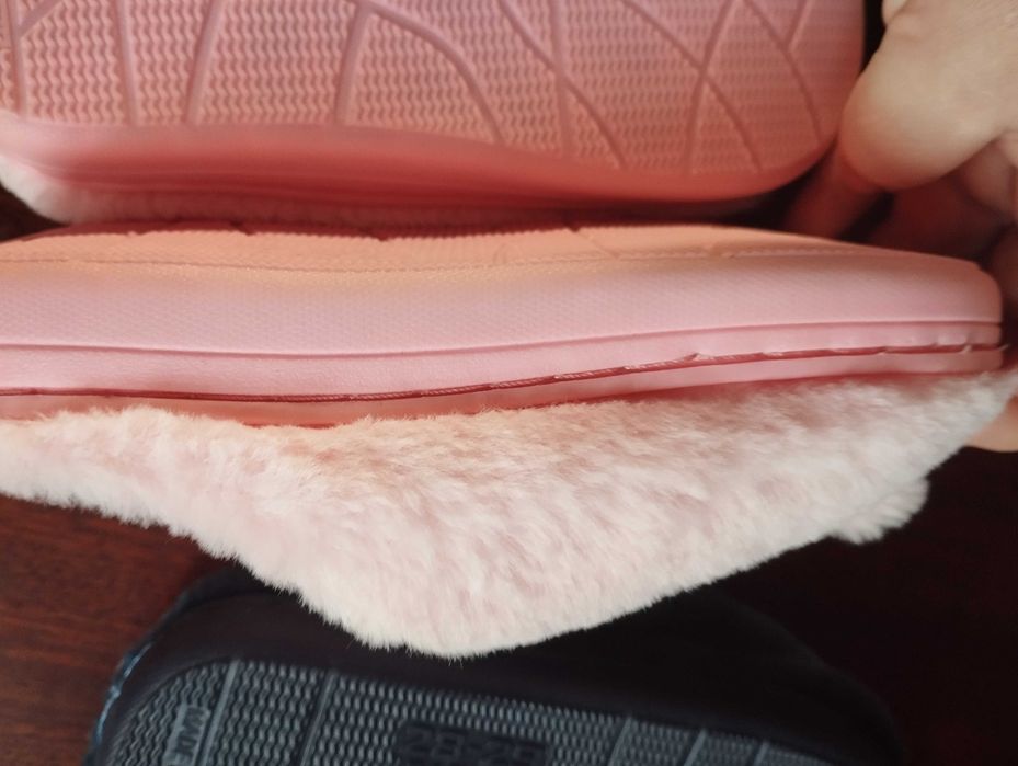 Тапки дитячі Динозаври сині рожеві, хутряні теплі,  28-29,  17.5 см