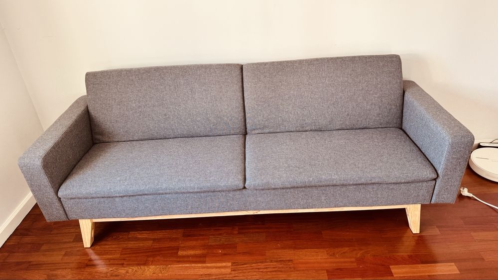 Sofá-Cama 3 Lugares (206 x 74 x 83 cm - Cinzento Carvão)
