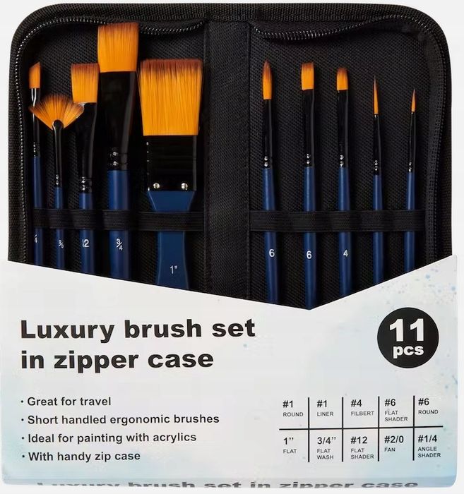 Luxury Набір Пензлів для Акрилових фарб y Фyтолі (пеналі)