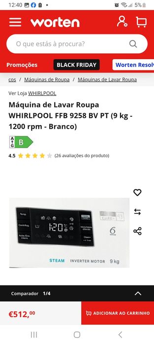 Maquina lavar whirpooll 9 kg
