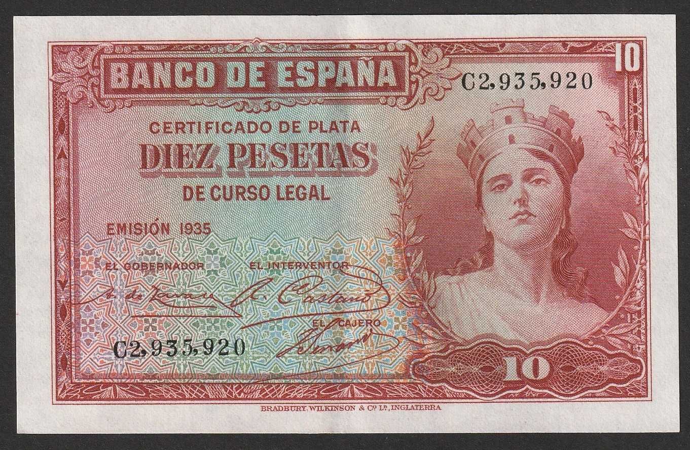 Hiszpania 10 peset 1935 - stan 2