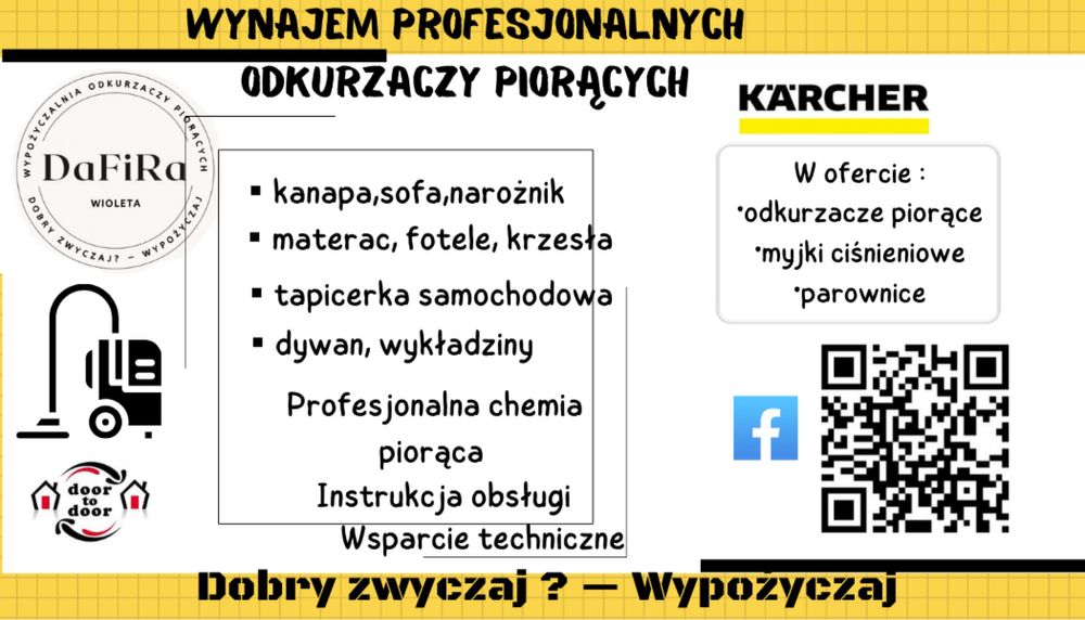 Wynajem wypożyczalnia odkurzacz piorący Kärcher parownica myjka Bytom