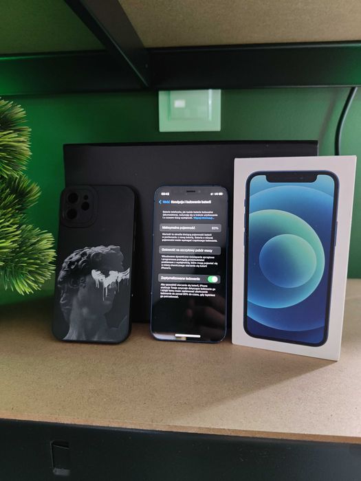 iPhone 12 mini 64GB Niebieski – komplet + etui, pęknięty tył,