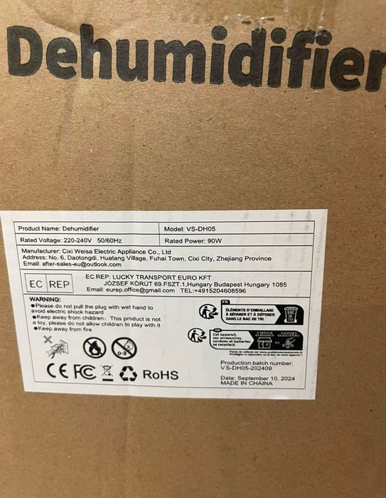 напівпровідниковий осушувач повітря VS-DH05 2.2 л -90 ват